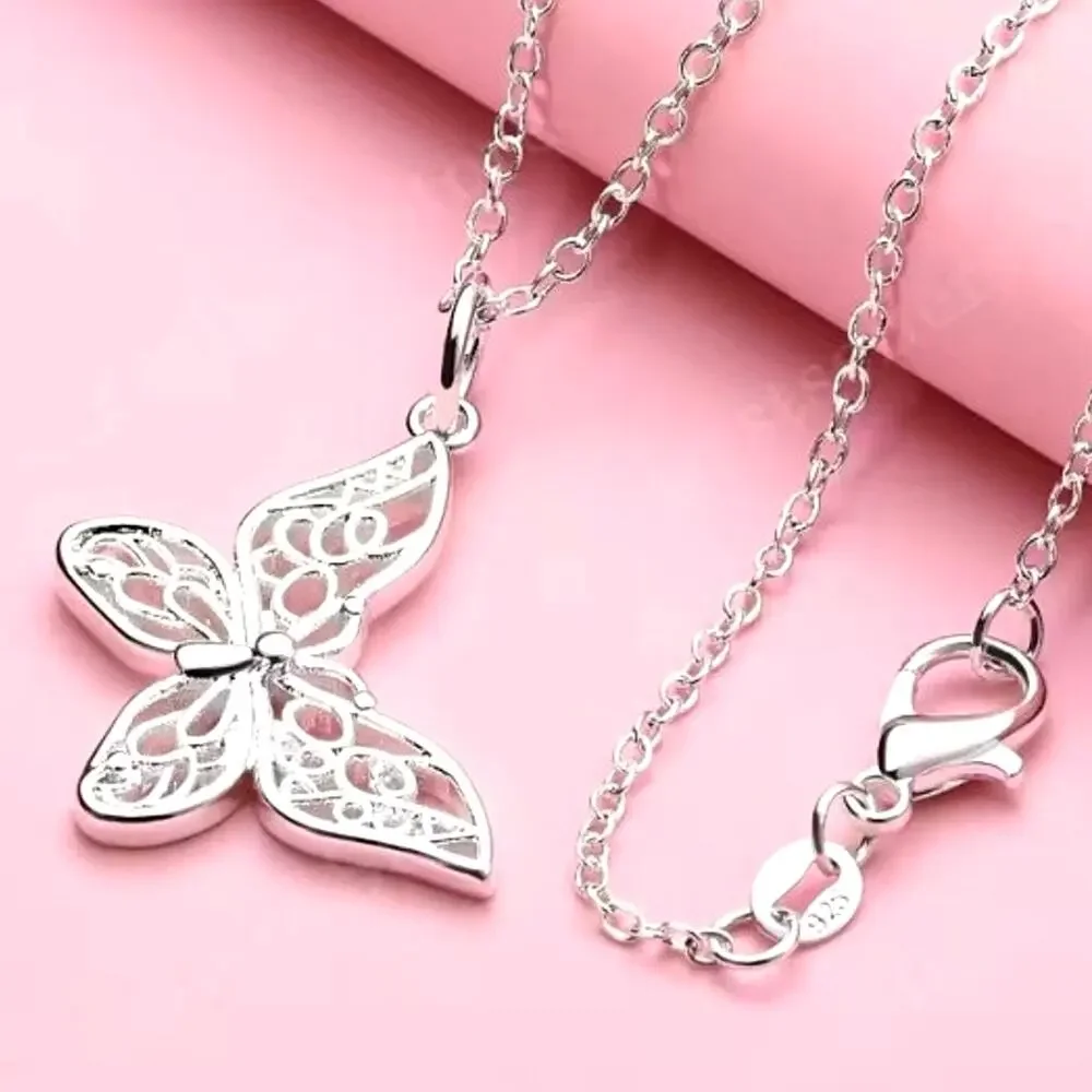 925 Sterling Silver Butterfly Necklace Boho Women's Valentine's Birthday Gift